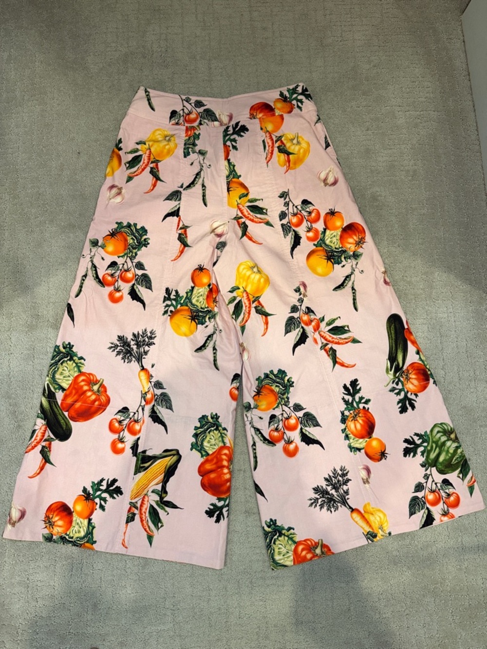 Maeve High-Rise Printed Crop Wide-Leg Pants garden veg print Anthropologie US10 - Picture 10 of 13